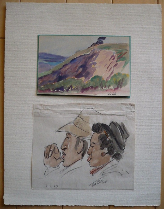 RARE early CALIFORNIA PLEIN AIR PAIR, WILLIAM WILKE, LISTED COASTAL and PORTRAIT