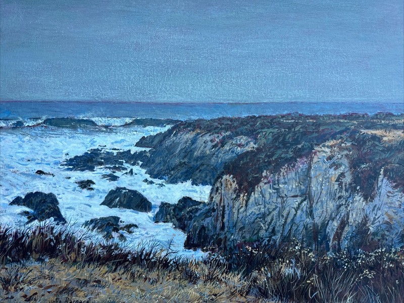 CALIFORNIA BEACH PAINTING COASTAL PACIFIC VALLEY BIG SUR JOHN BARNARD 30″ LISTED
