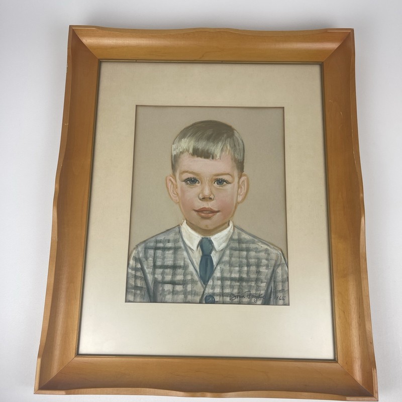 Original Art by Joan Fayko / Wood Frame From 1965. Jules C. Marsella Studio. Vtg