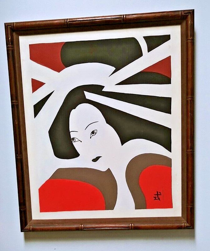 ASIAN/ORIENTAL VINTAGE PAINTING ON canvas Geisha