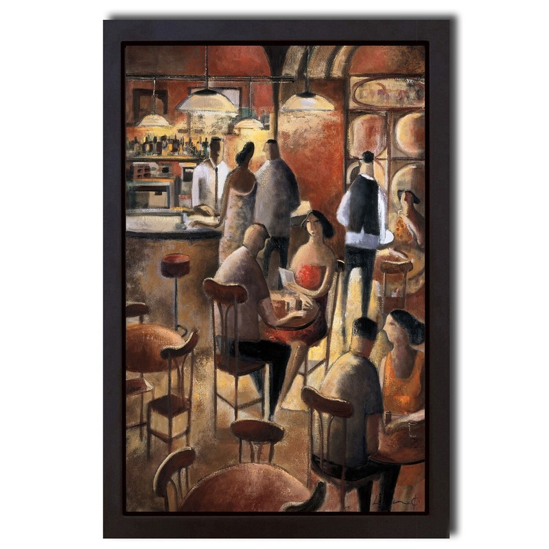 Black Floater Framed Cafe Y by Lourenco Canvas Art (20 in x 14 in Framed Size)
