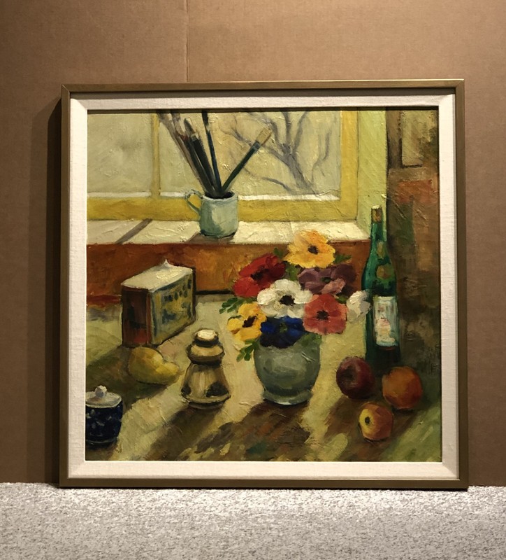 30″ H x 30″ W Original Acrylic on Gessoed Linen, Studio Window, Artist -A. Reiss