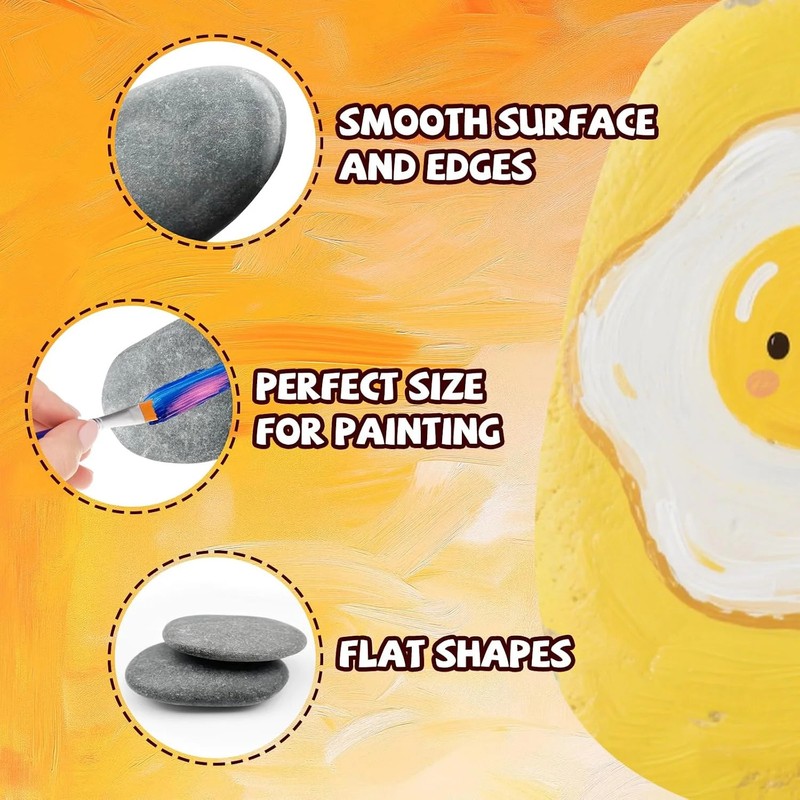 16PCS Rocks for Painting, 3-4 Inches Natural Smooth River Rocks for Painting, Fl gallery