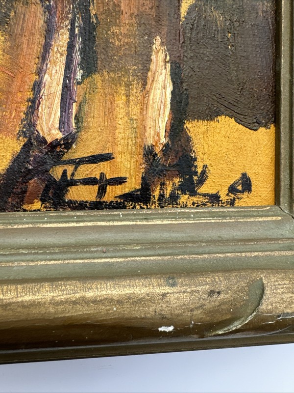 ANTIQUE WESTERN COWBOY PAINTING INDIAN MEXICAN GAUCHO MYSTERY ARTIST HORSES OIL gallery