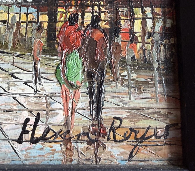 Vtg Paris Street Scene Oil Painting Signed Royer Impasto French Framed Art 9x11 gallery