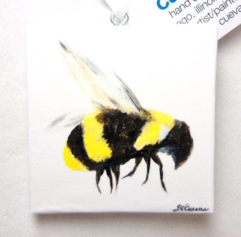 Danilo Cuevas Mini Printed Canvas Picture Ornament Bee Yellow Stripes