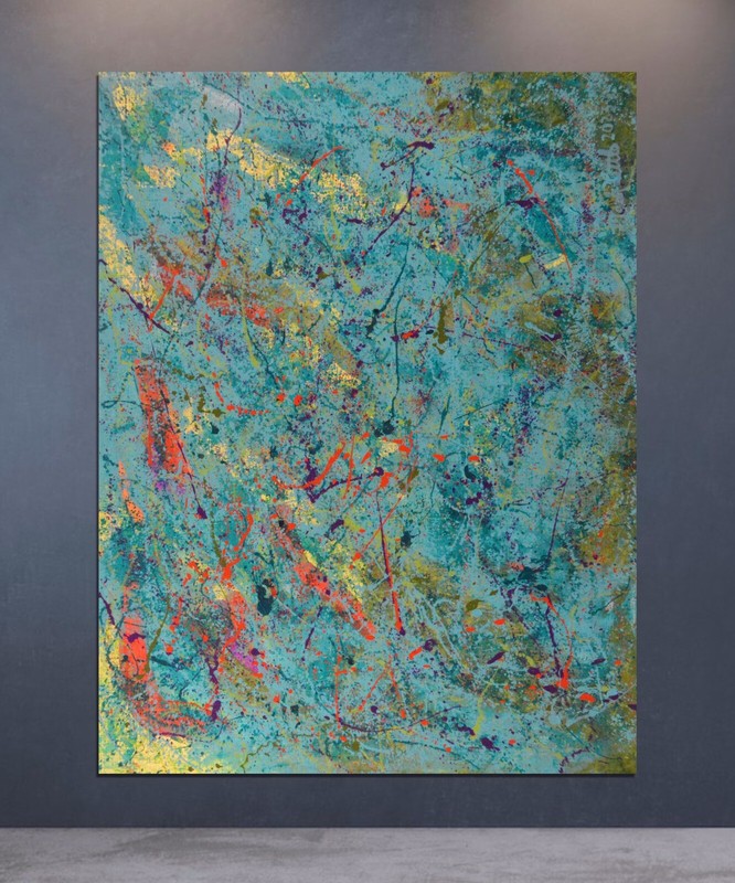 Jackson Pollock style￼ Profession￼al Painting 81” X 62”(6ft 9in)Abstract Modern gallery