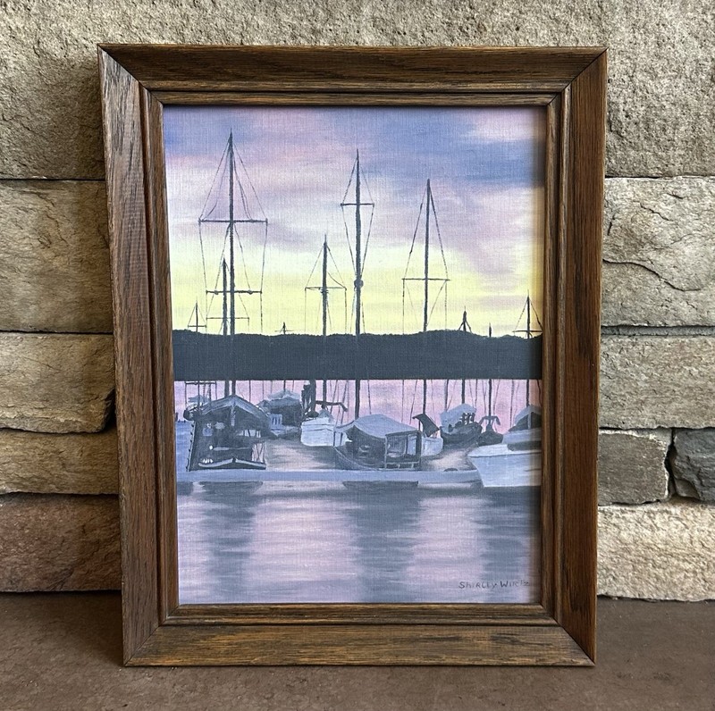 Vintage 1970s Coastal Painting Signed 10×13 Nautical Wall Art Mid Century Decor