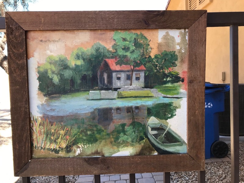 “Lake House” Oil On Canvas,Vtg Original Painting By Rena Markbreit
