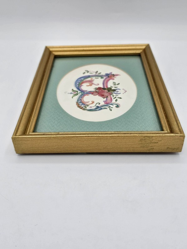 Vtg Framed Floral Monogram "B" Signed J. Pearson Watercolor Print Ornate gallery