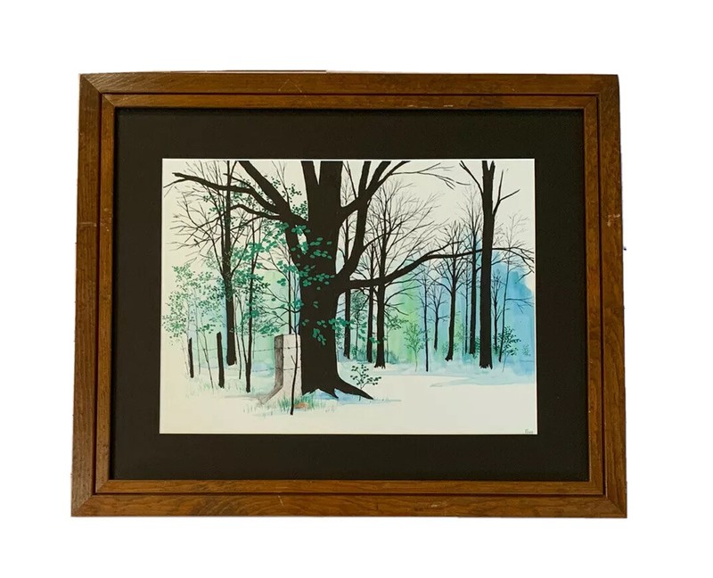 Original Watercolor Painting Trees Tree Forest Landscape By Ford