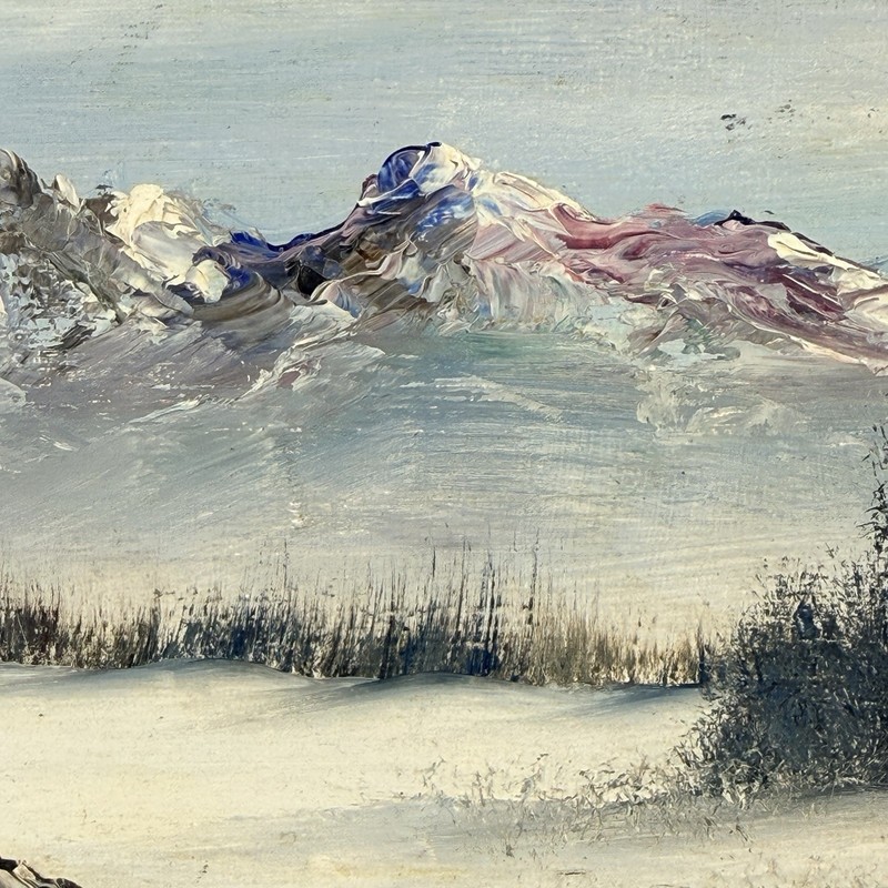 Original Art Oil Painting Snowy Mountain Landscape Signed Kathryn Monday gallery