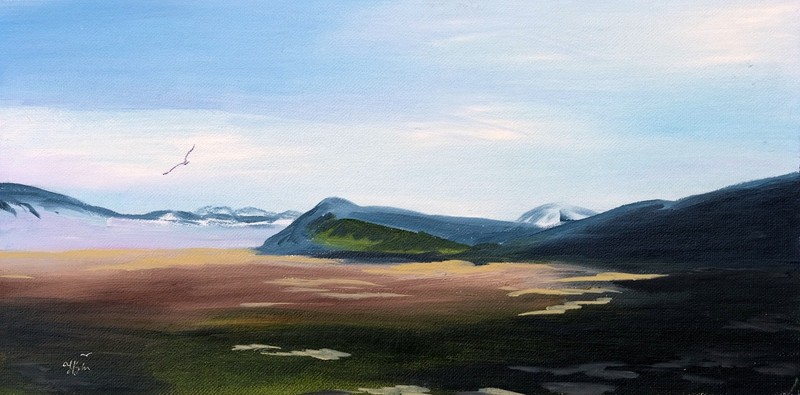 Art, Painting, «Through The Mountains 2″ – giclee on canvas 8″x16» Yelena Berzon