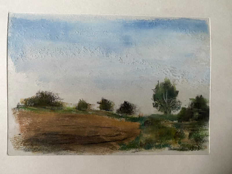 Tobias Nicklitzsch *1982 Berlin Pastel View Field On Hill And With Trees