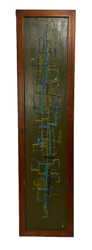 SIGNED DATED 64 MCM ABSTRACT MID CENTURY MODERN BRUTALIST VINTAGE PAINTING