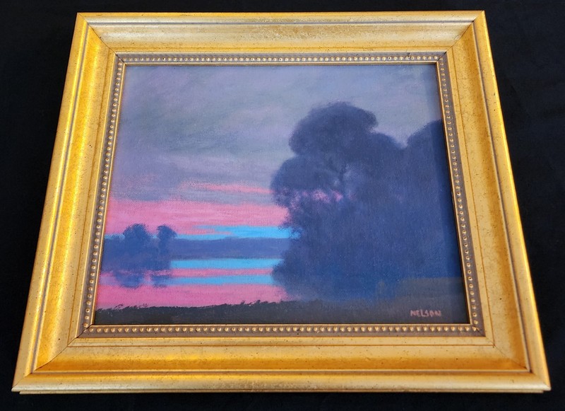 American Southwest Landscape Original Painting Sunset in Beautiful Gold Frame gallery