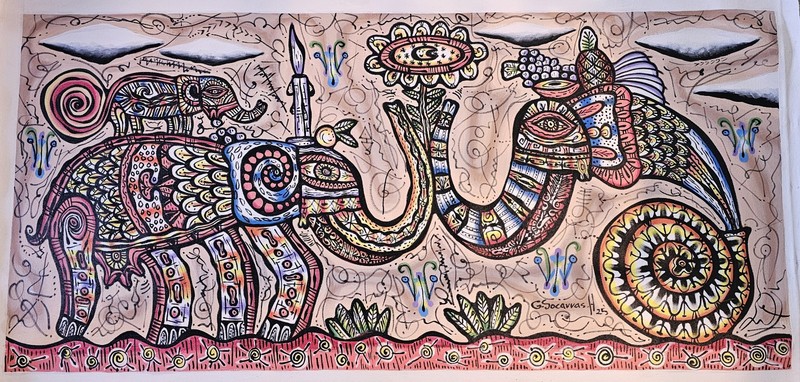 Acrylic/oil /Canvas by Guillermo.socarras cuban Art 120×56 Cm T: «La Familia «