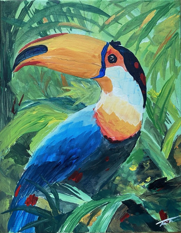 Toucan – Original Acrylic Painting On Canvas Signed By Artist, Unframed
