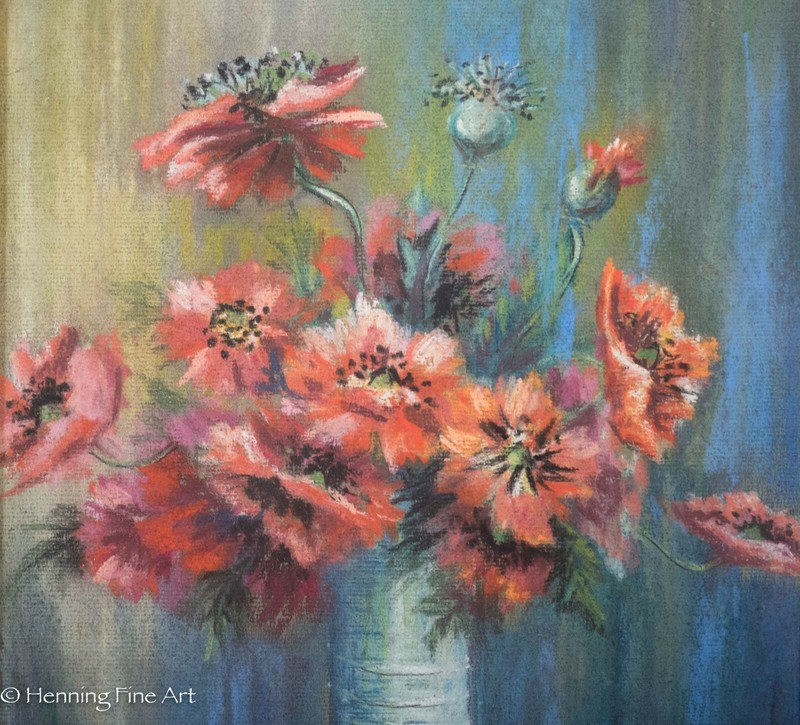Dorothy Gilbert Wilson Pastel Painting Floral Still Life 1932, Fine Portland Art gallery