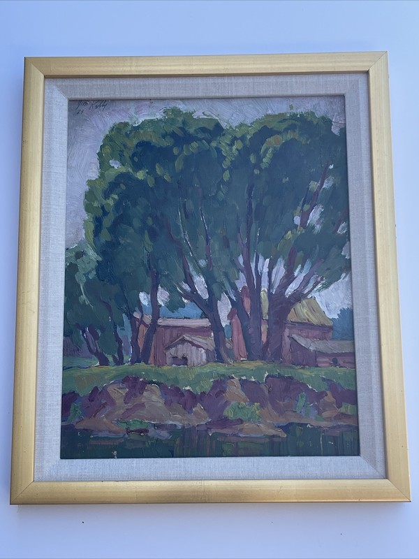 ANTIQUE PAINTING LANDSCAPE LISTED AMERICAN IMPRESSIONIST Kelly 1920’s Signed
