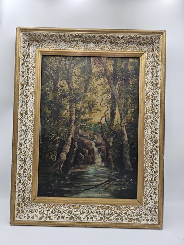 Thayer and Chandler Framed 1800s Antique Landscape Oil Painting Chicago