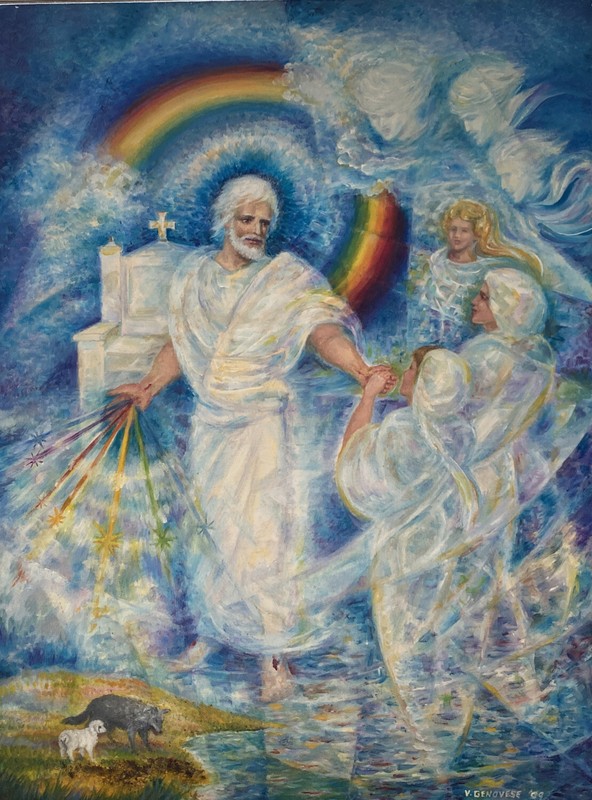 Genovese Genni Vincenza Religious Christian Jesus Second Coming Canvas in oil
