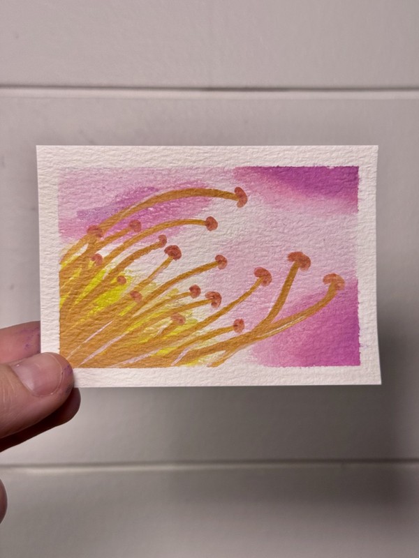 Golden Stamens Original ACEO Watercolor Floral Painting OOAK