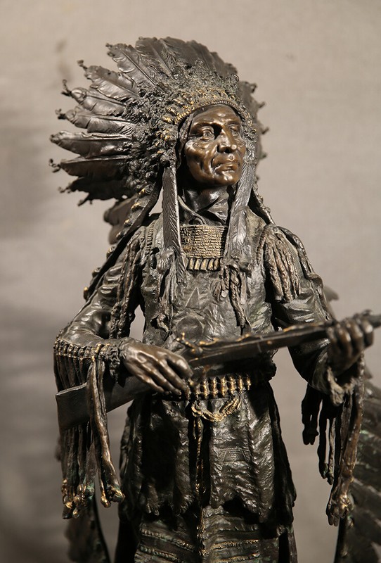 American Indian Chief Antique 19th Century Austrian Bronze gallery