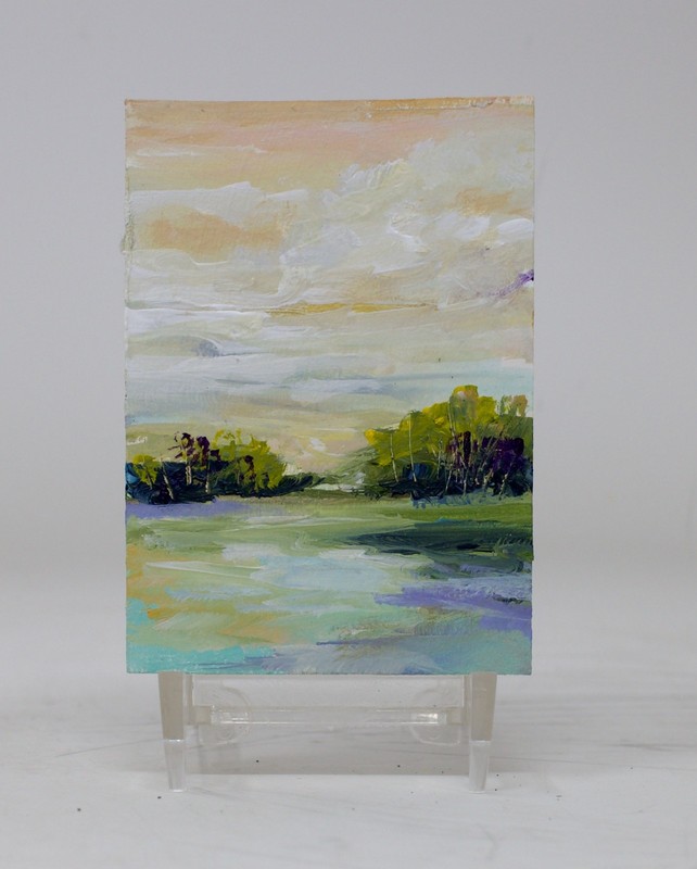 ACEO Original Landscape Garden Painting ATC Collectable Heavy Paper, L 2039