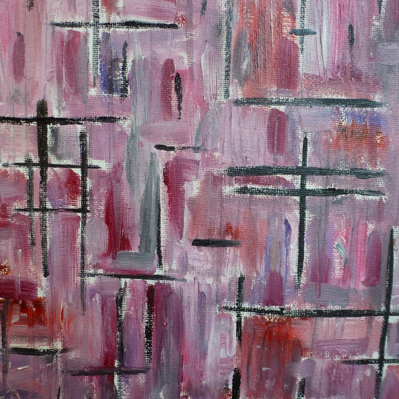 A VERY RED WORLD original abstract 16x20 WOW oil Painting NEW Signed Crowell gallery