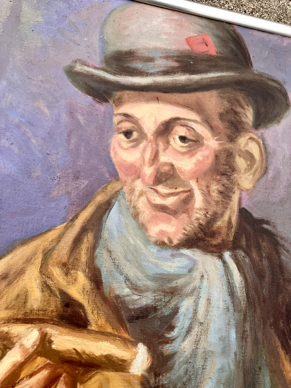 Antique Oil Painting Portrait Man with Cigar by Nandor Vydai Brenner Hungary vtg gallery