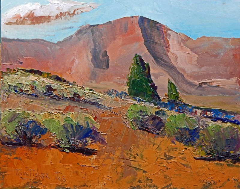 desert rural sage brush mountains realistic Impressionism oil Painting landscape