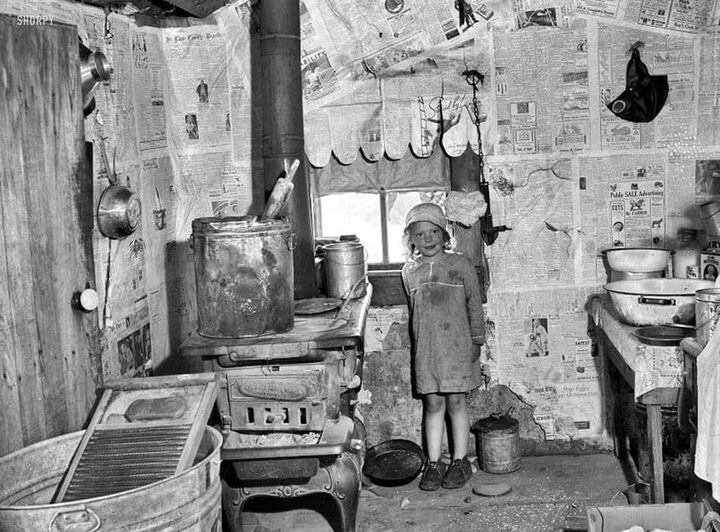 ACEO Art Card Photo of 1930s Depression Era home See the effort to make curtains