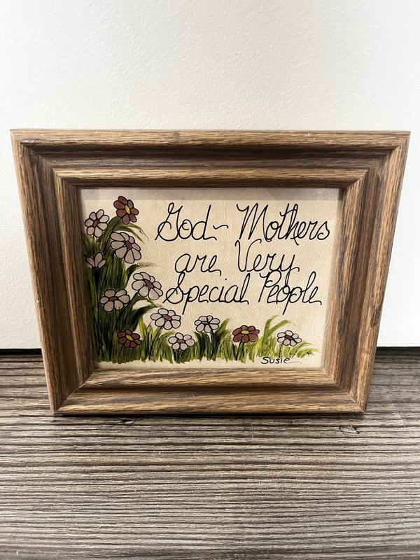 Vntg Reverse Glass Painted Picture Frame Small Mothersday Birthday Gift EUC Flwr