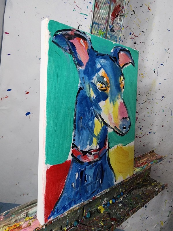Aleph Original Dog 8x10 Abstract Impressionist Wall Art Painting Canvas gallery