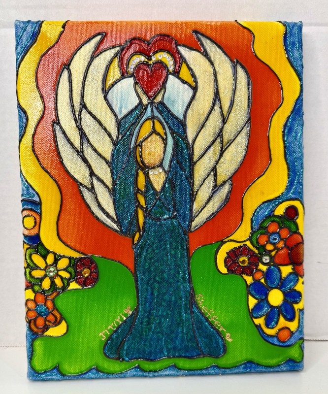 Oil Painting Impasto Angel Art Textured Celestial Wall Decor Susan Sheffer gallery