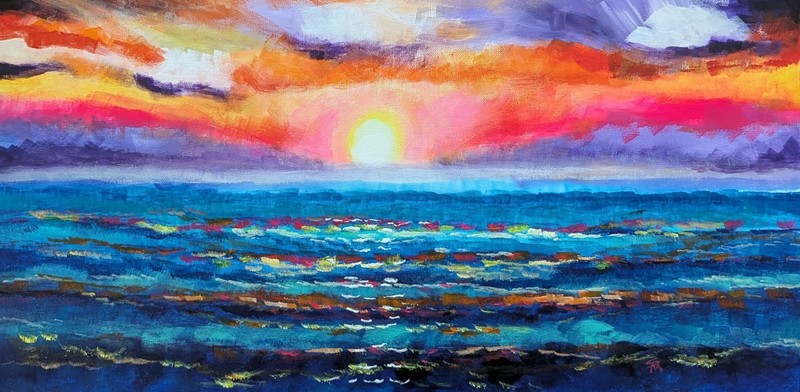 Beach Painting Sunset Seascape Landscape Contemporary Modern Art Samantha McLean
