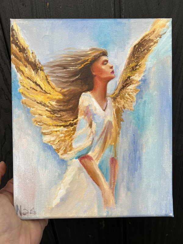 Angel ORIGINAL Painting oil, 8x10 inches, Christian Religious Spiritual Artwork gallery