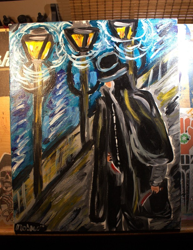 Impressionism art «Jack the Ripper» 16×20 acrylic on canvas Alexander Mohler
