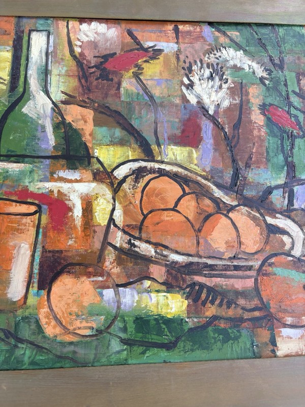 Vintage 1960’s MCM Still Life Oil Painting Signed gallery