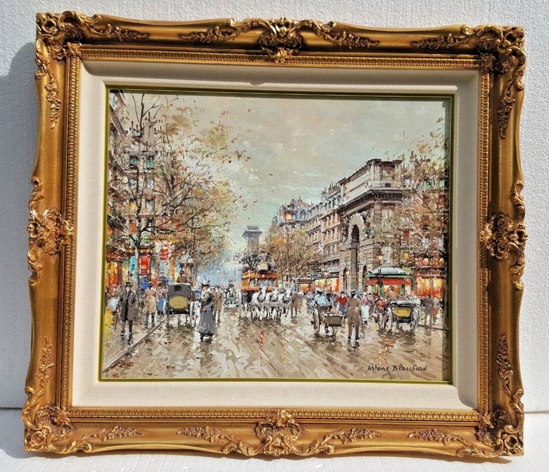 ANTOINE BLANCHARD FINE FRENCH ORIGINAL PAINTING OF LA PORTE ST. MARTIN, PARIS