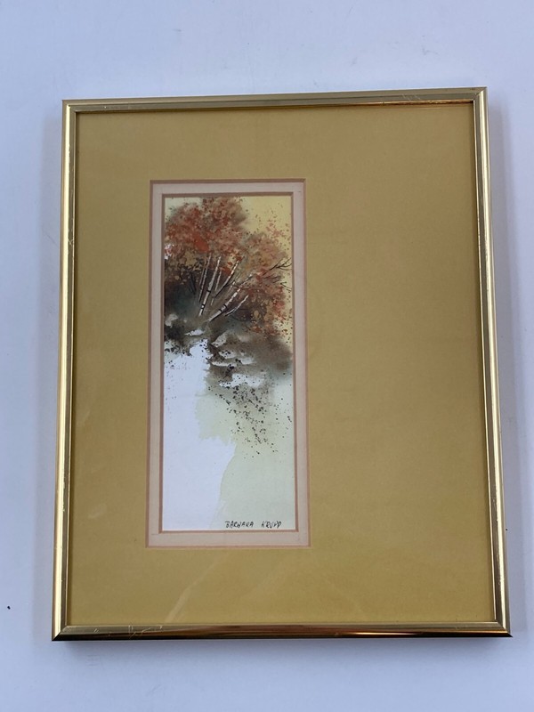 Barbara Krupp Original Signed Water Color Fall Landscape 8×10 Gold Frame