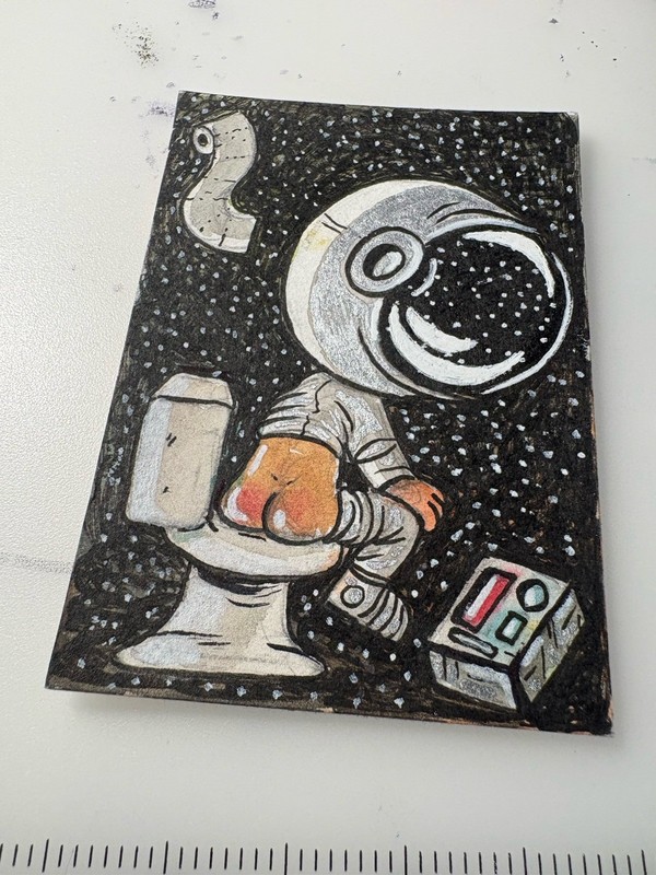 ACEO Art Card Original Signed 2.5×3.5” Mixed Media Mini Art Juan David Perez