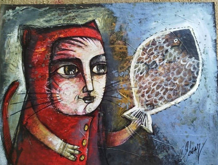 Carlos Cesar cuban Mix On Cardboard Beautifull Art 60×80 Cm T:»Atraccion»