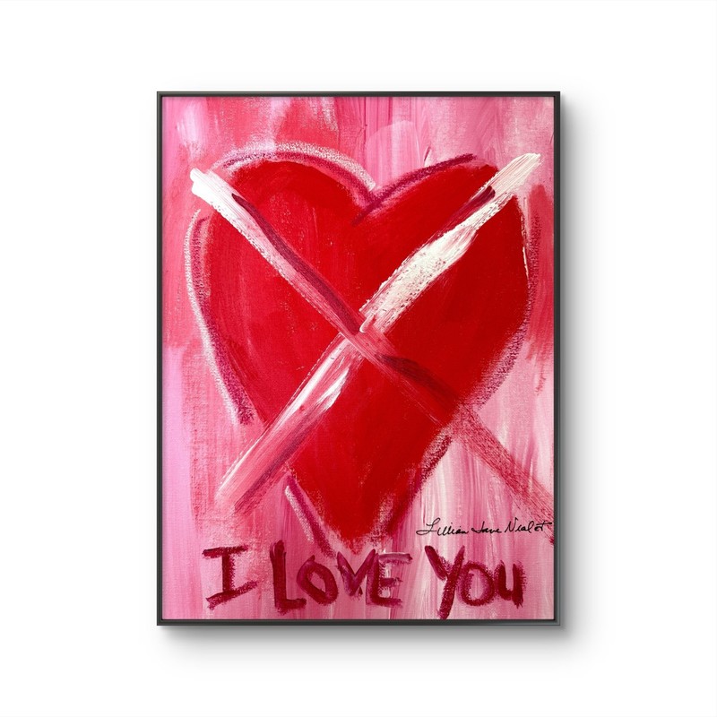 Red Heart 11"x14" Heart Modern Abstract Heart Love Painting on Canvas