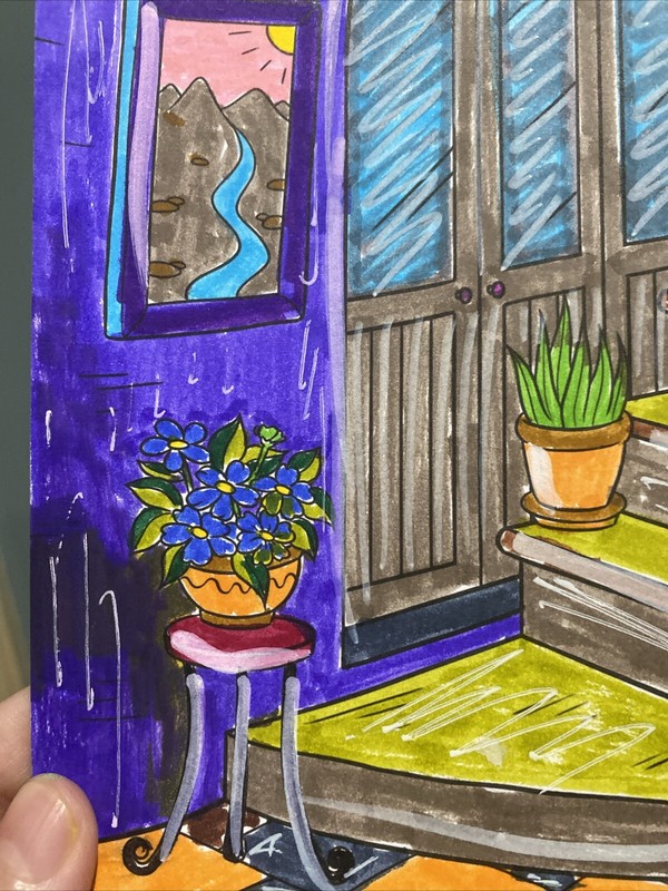 Original Colored Painting,old Street,landscape,houses,Europe 8,5/10,5 gallery
