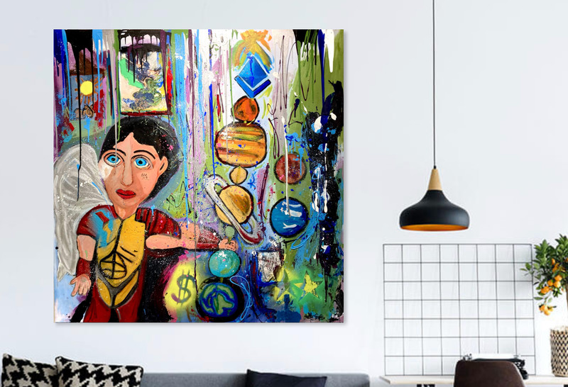 A Wonderful New World: original acrylic on canvas with vibrant pop art style gallery