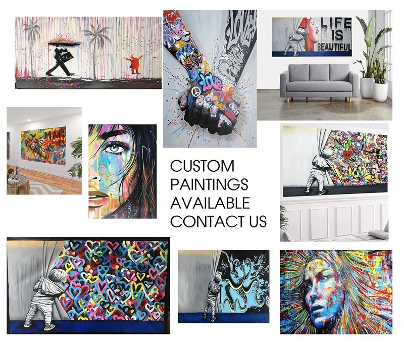 LARGE PAINTING CANVAS STREET ART GRAFFITI PRINT robbo fishing gallery