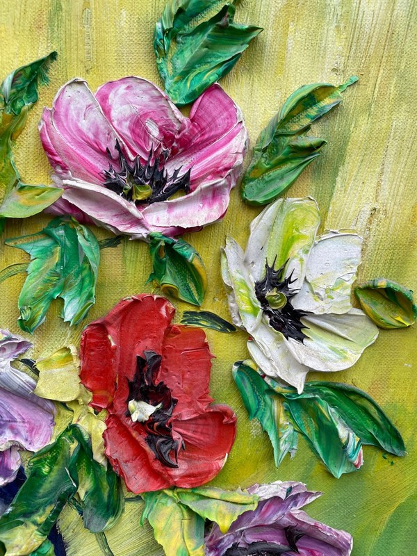 Unknown Expressionist Flower Still Life Oil Painting Impasto Vintage 59X49Cm gallery