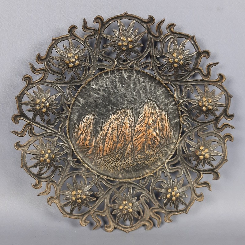 Vintage Ironwork Panel Tre Cime Di Lavaredo Relief Sculpture 60s
